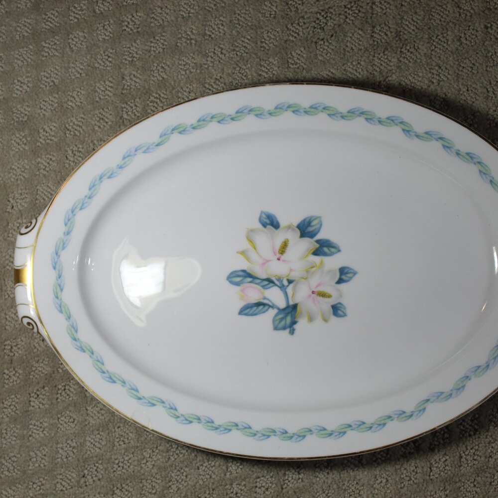 Oval Serving Platter Narumi China Occupied Japan Magnolia 259